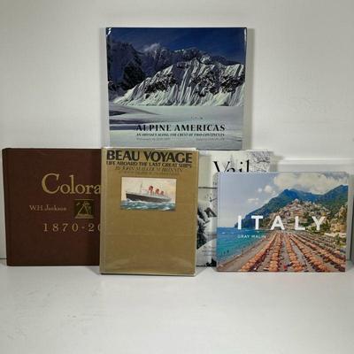 (5pc) Coffee Table Books | Large format landscape/travel coffee table book, including Colorado 1870-2000 in leather binding (W.H. Jackson...