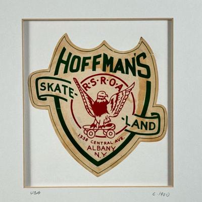 Hoffman’s Skateland Crest | Printed on paper, Albany, NY c. 1900, matted in a white frame; sheet approx. 6 x 5.5 in. - w. 18 x h. 18 in...