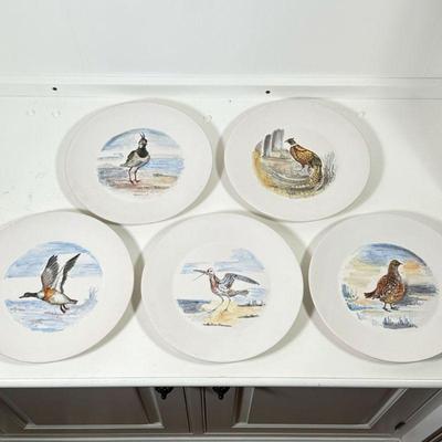 (5pc) Guillot French Bird Plates | Marcel Guillot hand-painted plates, each signed on verso. - dia. 10.25 in

