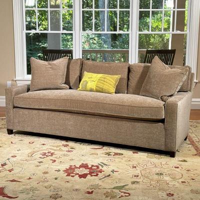 Hickory Chair Co. Down Sofa (2 of 2) | American made; one of a pair of custom-ordered Hickory Chair Furniture Company in tan chenille...