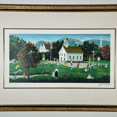 SCHOOLHOUSE PRINT | Recess, Schoolhouse Print on paper (14 x 26 in. sight), signed lower right, numbered “249/250” lower left, with...