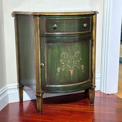Painted Side Cabinet | Country-style painted side cabinet with shaped front, having a single drawer over a cabinet door, with reeded...