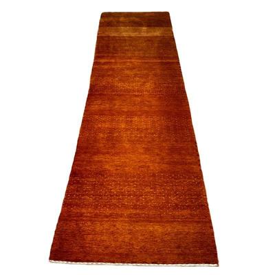 Persian Gabbeh Rust Orange Wool Runner (2 of 2) | Persian Gabbeh carpet: high pile orange/rust wool corridor rug. - w. 2.75 x l. 11.75 ft...