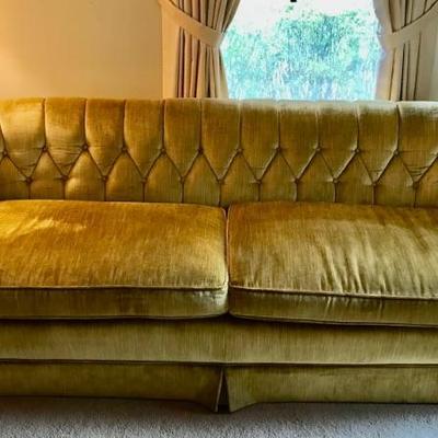 gold velvet stuffed Carolina sofa $139
88 X 33 X 28"