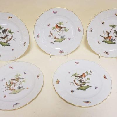 1024	HEREND HAND PAINTED PORCELAIN *ROTHSCHILD* 5-10 1/4 IN PLATES W/WOVEN BASKET DESIGN BORDER
