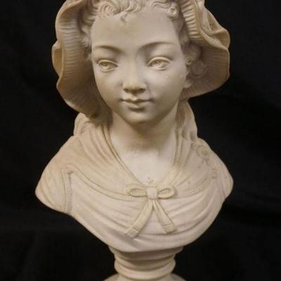 1006	STONE CARVED BUST OF WOMAN IN BONNET, APPROXIMATELY 12 1/2 IN HIGH
