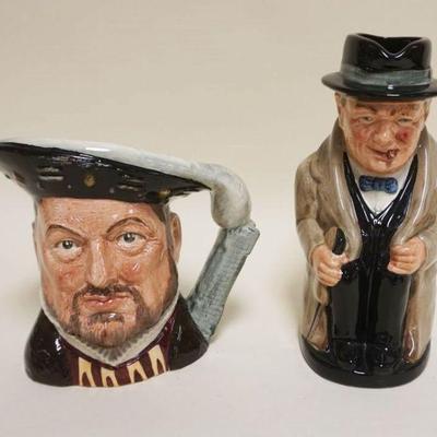 1074	ROYAL DOULTON TOBIES, HENRY VIII & WINSTON CHURCHILL PITCHER, APPROXIMATEL 9 1/4 IN HIGH
