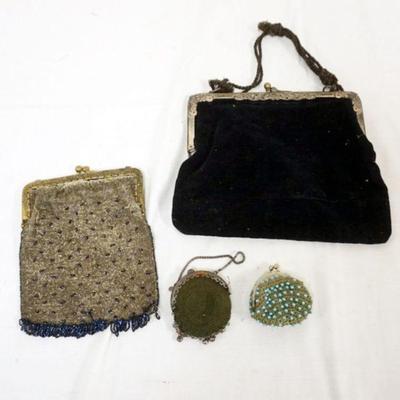 1198	GROUP OF 4 MESH AND BEADED BAGS, ONE MARKED METRO BAG WORKS PARIS
