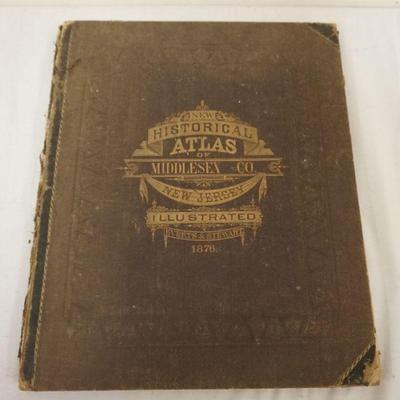 1207	ANTIQUE ATLAS, MIDDLESEX COUNTY NJ, ILLUSTRATED 1876, COVER LOOSE
