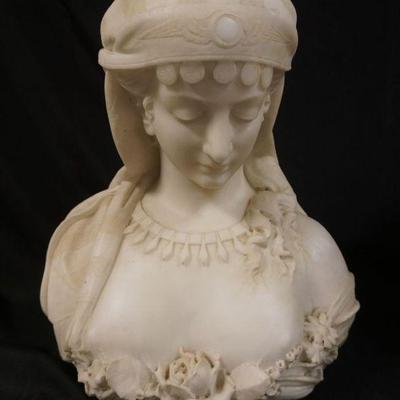 1007	LARGE CARVED MARBLE BUST OF WOMAN, APPROXIMATELY 19 IN HIGH
