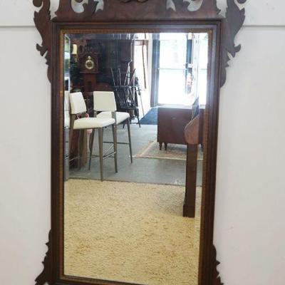 1246	HENKEL HARRIS VIRGINIA GALLERIES MAHOGANY BEVELED EDGE MIRROR, APPROXIMATELY 23 IN X 41 IN 
