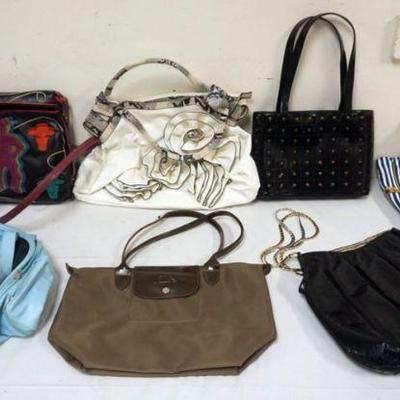1189	GROUP OF 7 DESIGNER PURSES INCLUDING FIRESSE LA MODEL, LONGCHAMP, TANNER KROLLE LONDON, SOME WEAR
