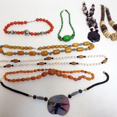 1178	8 ASSORTED BEADED DESINGER NECKLACES, ONE CLASP MARKED STERLING
