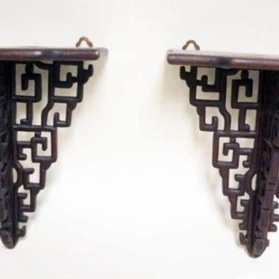 1120	ASIAN TEAK WOOD HANGING SHELVES, EACH APPROXIMATELY 9 1/2 IN X 4 1/2 IN X 10 IN HIGH
