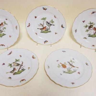 1025	HEREND HAND PAINTED PORCELAIN *ROTHSCHILD* 5-10 1/4 IN PLATES W/WOVEN BASKET DESIGN BORDER
