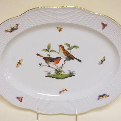 1039	HEREND HAND PAINTED PORCELAIN *ROTHSCHILD* BIRD OVAL PLATTER, APPROXIMATELY 13 3/4 IN X 10 1/4 IN
