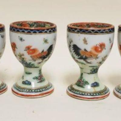 1092	ASIAN PORCELAIN EGG CUPS W/IMAGES OF ROOSTERS, EACH APPROXIMATELY 3 IN HIGH

