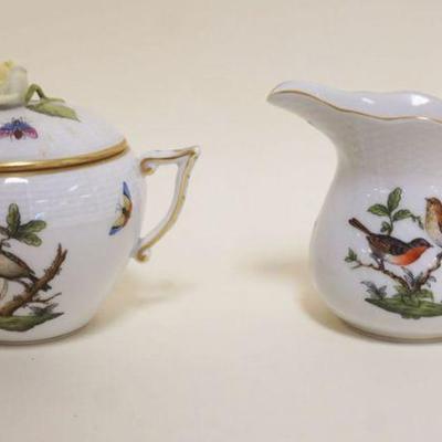 1029	HEREND HAND PAINTED PORCELAIN *ROTHSCHILD* COVERED SUGAR & CREAMER
