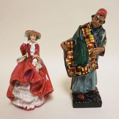 1076	ROYAL DOULTON FIGURES, TOP-O-THE HILL & CARPET SELLER, APPROXIMATELY 9 IN HIGH
