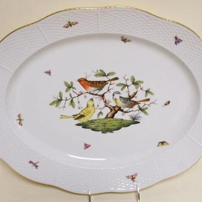 1040	HEREND HAND PAINTED PORCELAIN *ROTHSCHILD* BIRD LARGE SERVING PLATTER, APPROXIMATELY 18 1/4 IN X 14 IN
