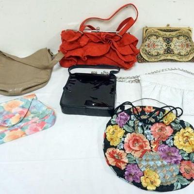 1191	GROUP OF 7 DESIGNER PURSES INCLUDING CHEZ, DESMO, CHARLES JOURDIN PARIS, JAZZAT, SOME WEAR
