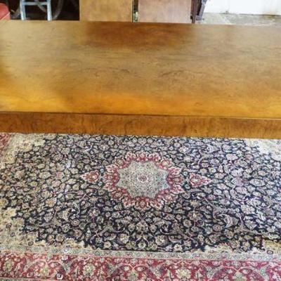1234	MODERN STYLE BURLED WOOD DINING TABLE WITH 2 LEAVES, APPROXIMATELY 72 IN X 45 IN X 30 IN H, LEAVES EACH 24 IN
