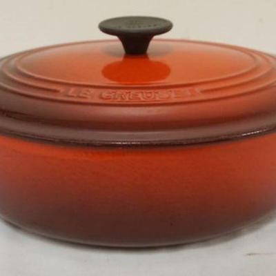 1200	LE CREUSET COVERED CASSEROLE, APPROXIMATELY 14 IN X 5 1/2 IN H

