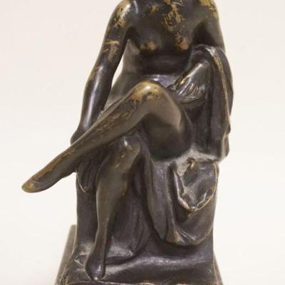 1004	BRONZE STATUE ON MARBLE BASE PONGRACZ *PREPARING FOR THE BALL* SEATED WOMAN, SIGNED & DATED 1920

