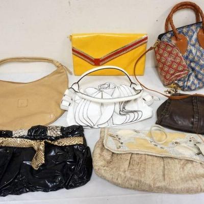 1190	GROUP OF 7 DESIGNER PURSES INCLUDING NORDIC HOUSE DESIGNS, LIZ SOTO, MR JAY ITALY, ANNE KLIEN, SOME WEAR
