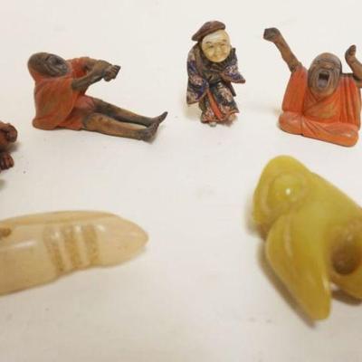 1088	GROUP OF ASSORTED MINIATURE ASIAN WOOD & STONE CARVING, TALLEST APPROXIMATELY 2 IN HIGH
