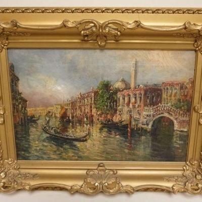 1133	OIL PAINTING ON CANVAS VENETIAN SCENE, ARTIST SIGNED LOWER RIGHT, APPROXIMATELY 19 IN X 25 IN OVERALL
