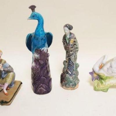 1103	GROUP OF ASSORTED BISQUE & POTTERY FIGURES, LARGEST APPROXIMATELY 10 1/4 IN
