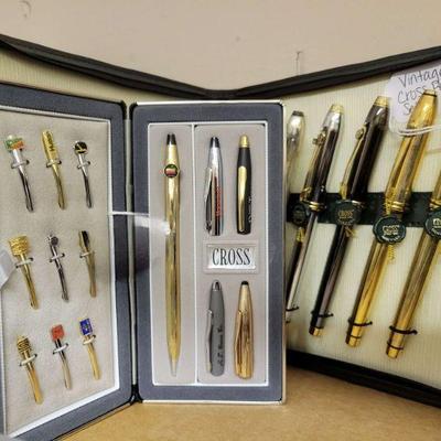 Cross, Waterman, and Parker pens. 