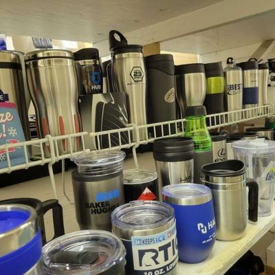 Huge selection of nice stainless-steel cups, coffee mugs, tumblers, thermos, etc. 