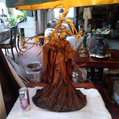 Vintage mid century modern asain leather lamp