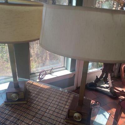 Pair mid century modern dail night stand lamps
