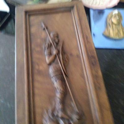 Hand carved wood panel