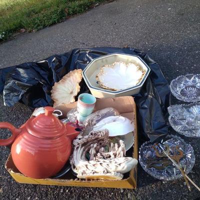 Tons of cut glass and pottery porcalian