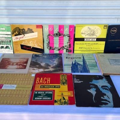 (12) Vinyl Record Albums 33 1/3 Mozart Bach & Brahms
