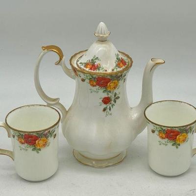 Royal Albert Pacific Rose Teapot & (2) Cups
