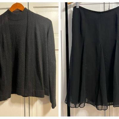 (3) Pieces Bloomingdale’s Women’s Black Cashmere Sweater Set & Flowy Skirt
