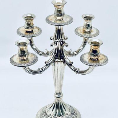Superb Italian 80% Pure Silver Vintage Five Flame Candelabra
