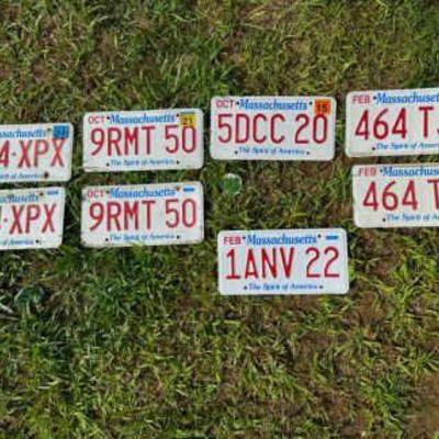 (8) Massachusetts License Plates
