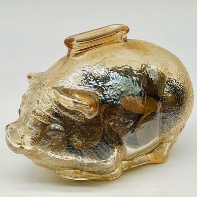 Wheat Pennies in Vintage Anchor Hocking Marigold Piggy Bank
