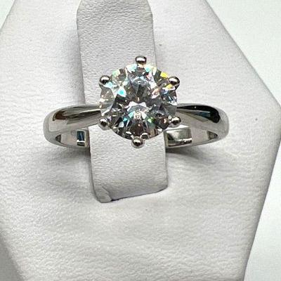 1 Carat Moissanite Round Brilliant Engagement Ring with GRA Certificate
