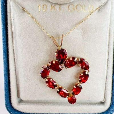 10 Karat Gold Heart Necklace in Original Box
