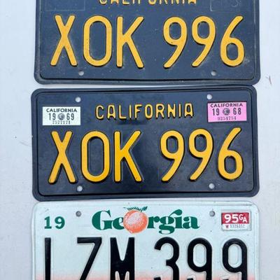 (3) Vintage License Plates
