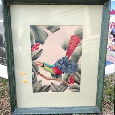 one of a pair of ca 1940-50s airbrush style lithographs