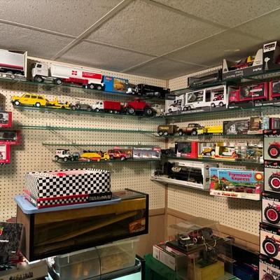Place is packed with all kinds of new and box, cars, trucks, tractors, etc.