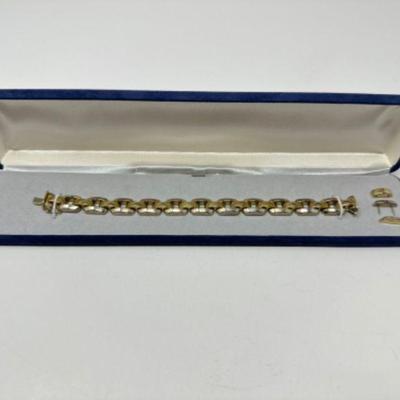 14k Two-Tone Gold Link Bracelet w/ Extra Links (Inc. Links 20.14g)	